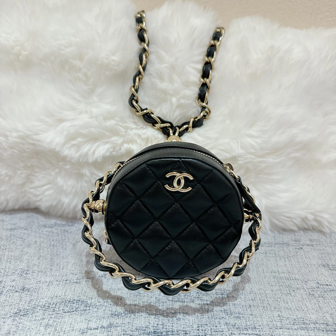 95新 一泽奢品/CHANEL/时来运转 圆饼黑色晚宴包/J9662-2A