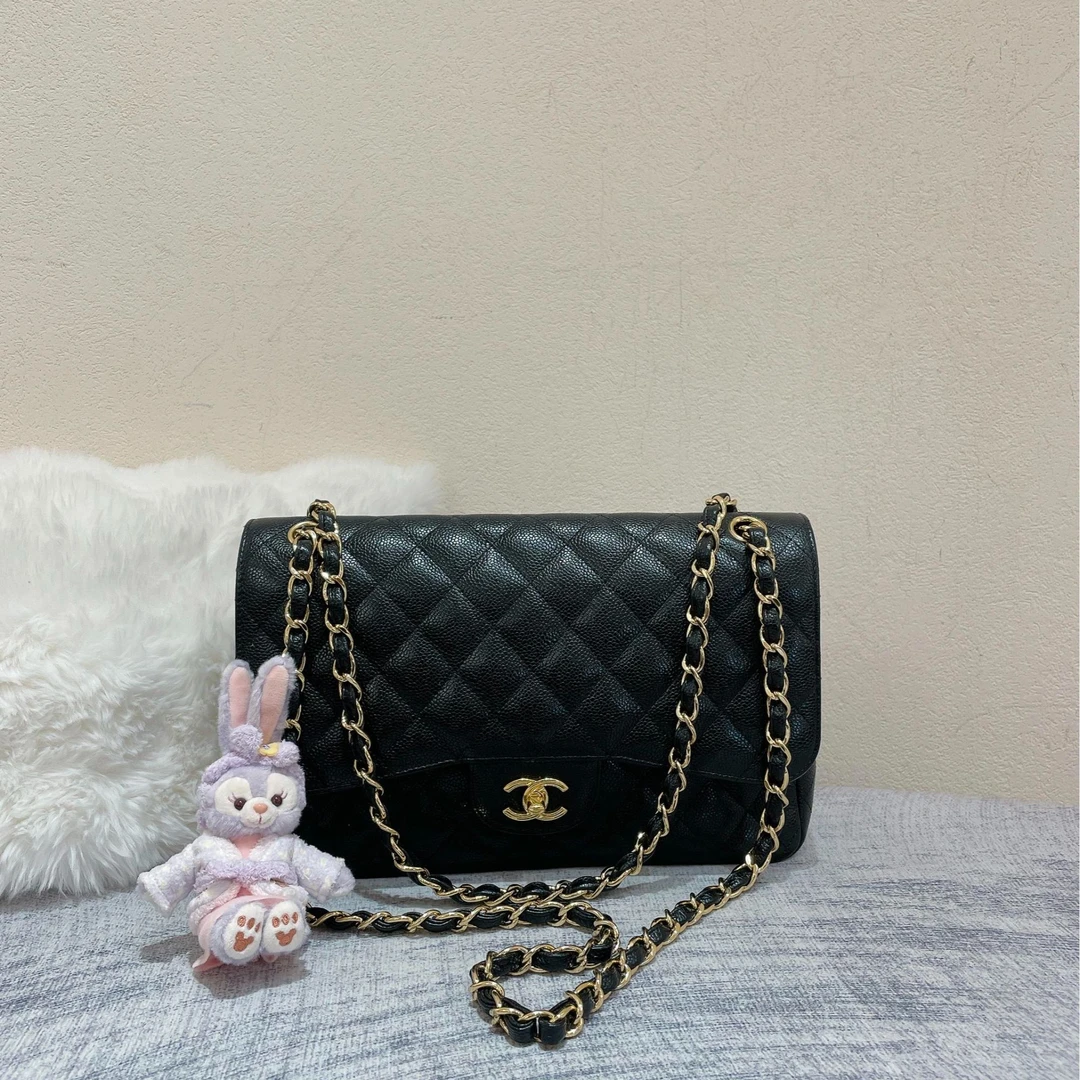 95新  一泽奢品/CHANEL/黑金CF jumbo 链条包 荔枝皮/Z24063002A
