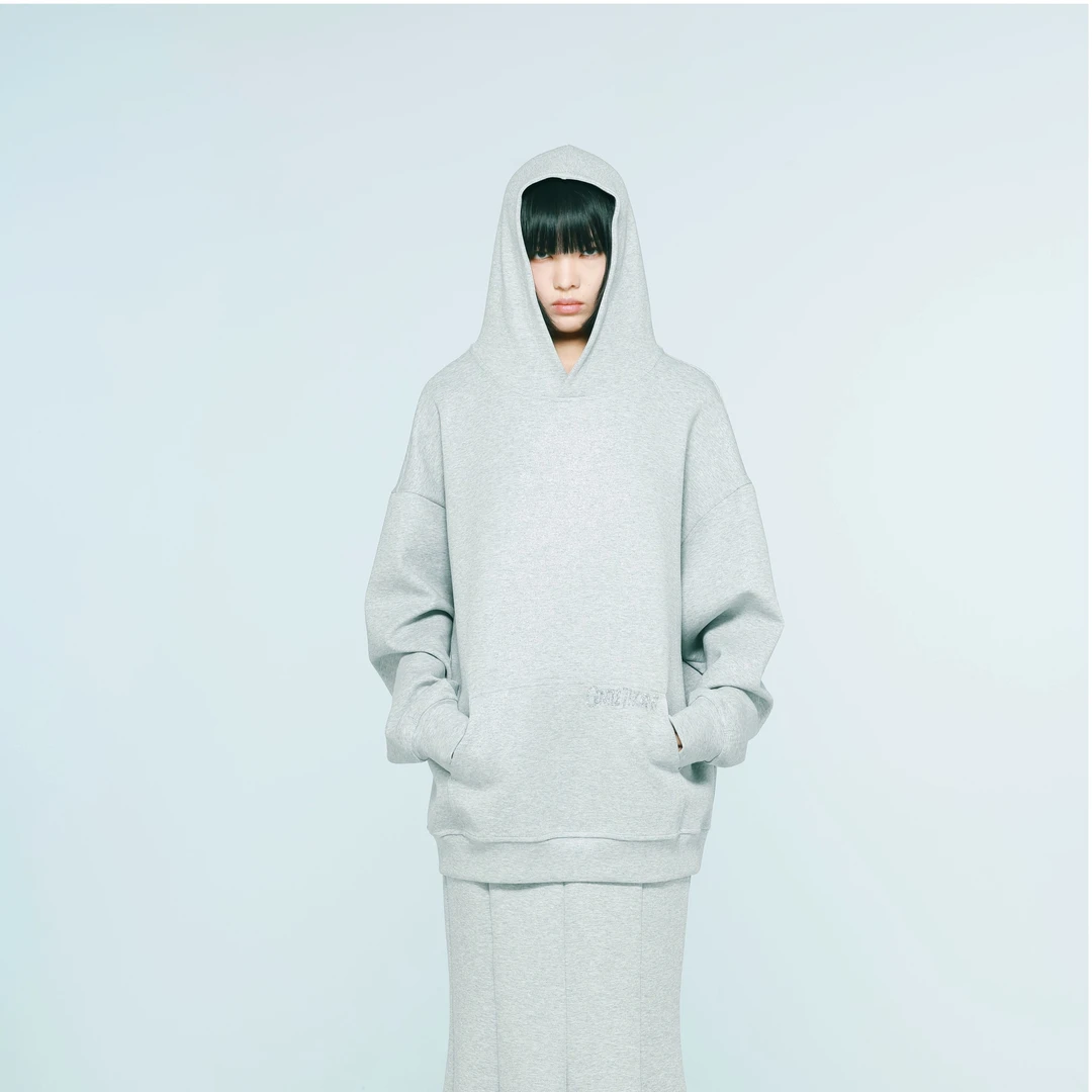 GENTLE THORNS浅灰色双层空气棉细闪连帽休闲时尚cp卫衣（不掉闪）