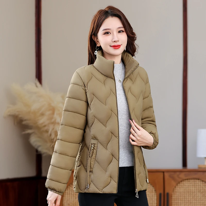 棉服女士中老年休闲棉衣外套百搭小棉袄时尚保暖秋冬立领9861-7