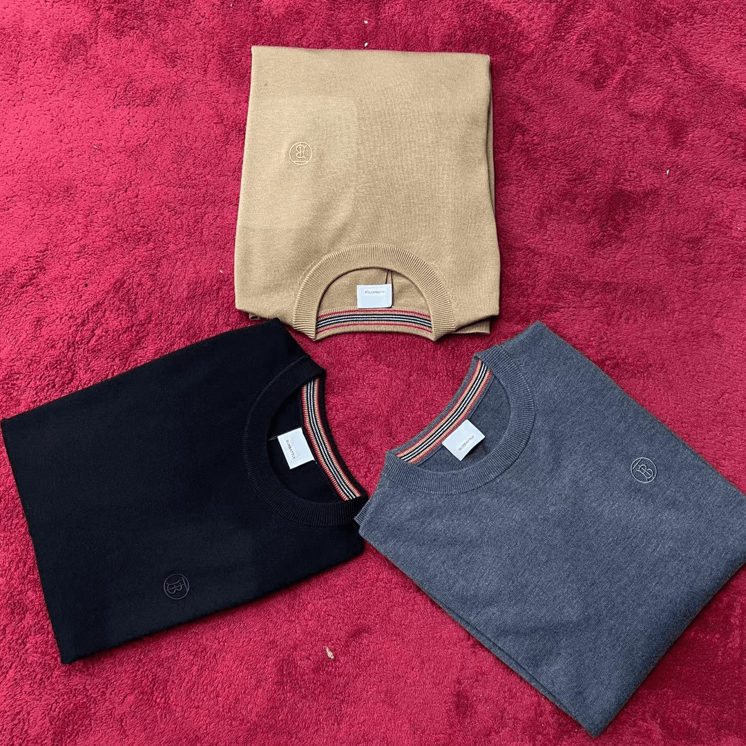 2024年男装羊毛衫上衣圆领长袖保暖时尚商务休闲纯色