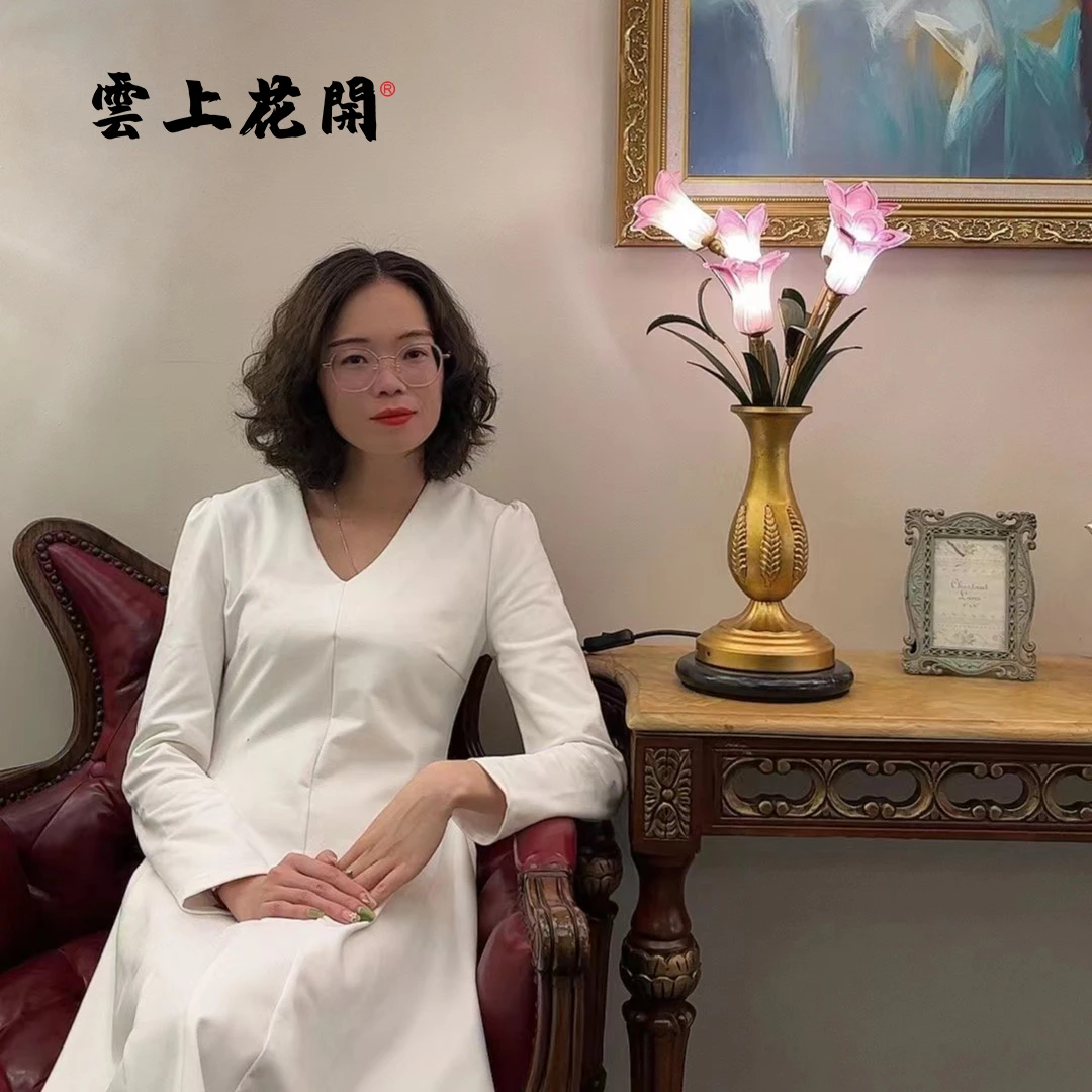 家用卧室床头台灯客厅装饰北欧创意艺术琉璃花灯美式田园书房餐桌