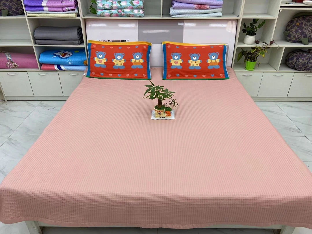 【新款福利】色织水洗四季棉纯色加厚版四季床盖多功能双面三层夹棉