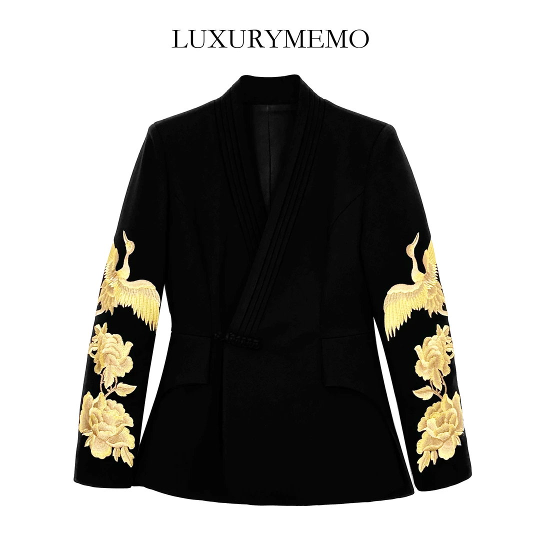 【凤穿牡丹】秀款刺绣罗马平针渐变绣花 打籽绣重工中式外套