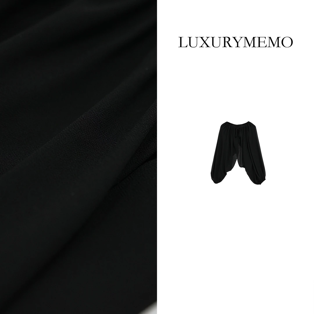 LUXURYMEMO【化妆舞会】气质长袖轻奢黑色上衣
