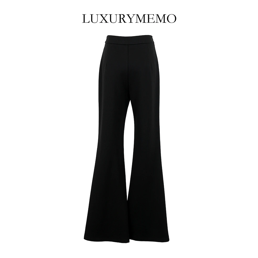 LUXURYMEMO【刘熊熊】高腰喇叭裤提臀裤 百搭长裤气质女裤子
