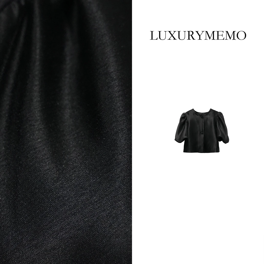 LUXURYMEMO【马蹄袖】肌理之美轻精致主义身呼吸海盐栀子马蹄袖上衣
