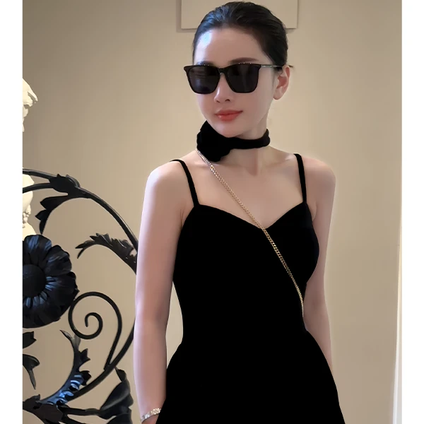 LUXURYMEMO【在逃公主】战袍系列巴洛克复古丝绒微晚礼吊带裙