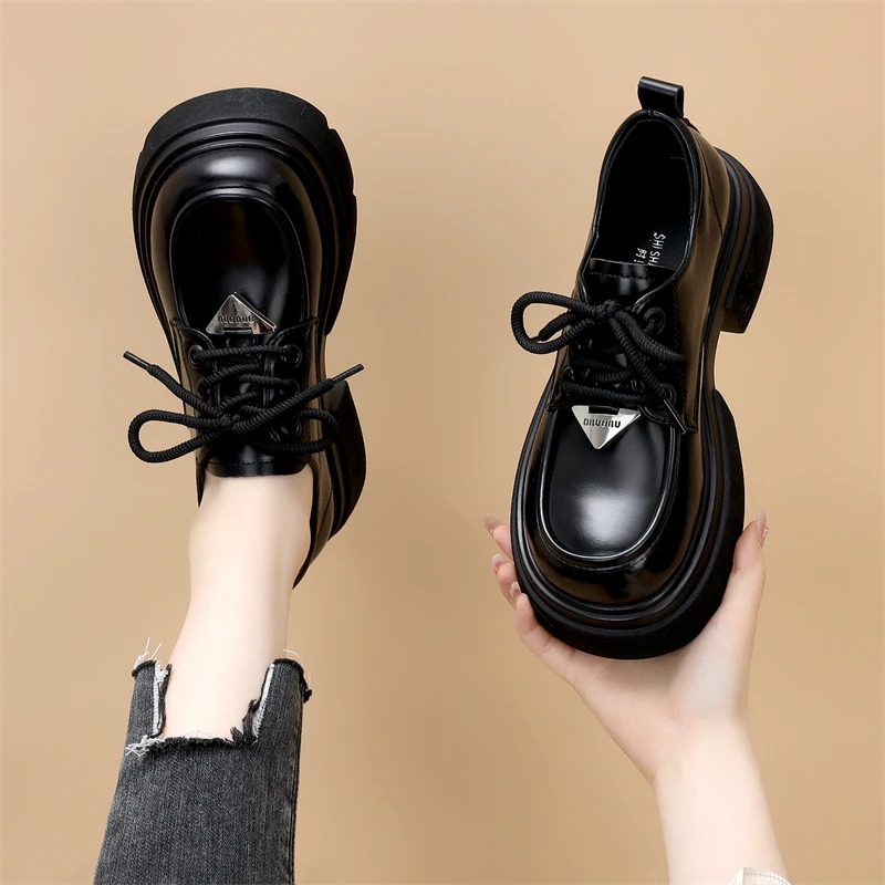 真皮爆款乐福鞋女2025春秋新款英伦学院风炸街百搭松糕厚底小皮鞋