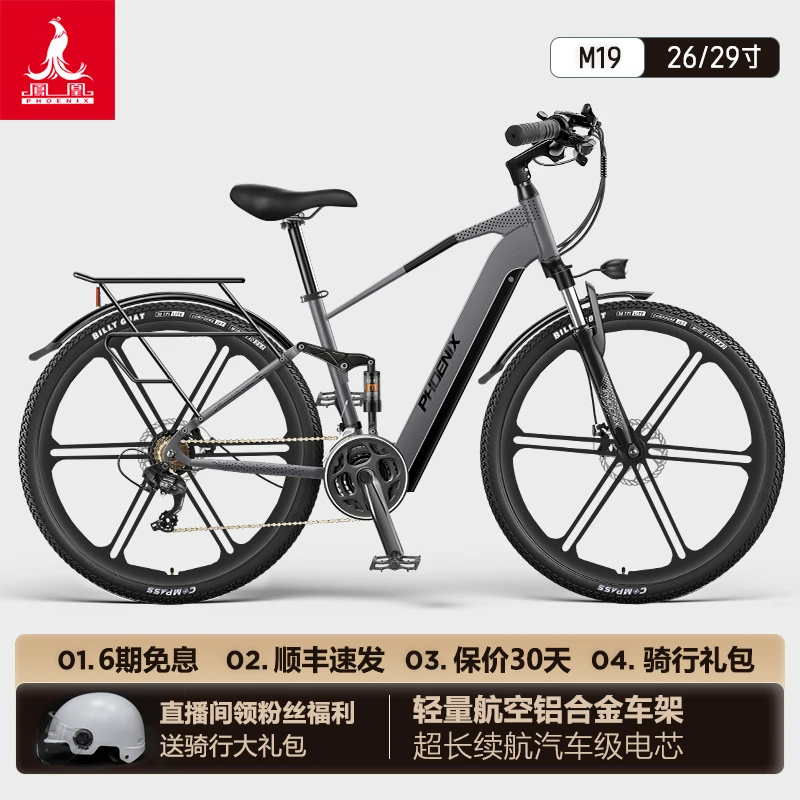 Phoenix/凤凰软尾力矩传感助力电动车长续航铝合金锂电变速自行车