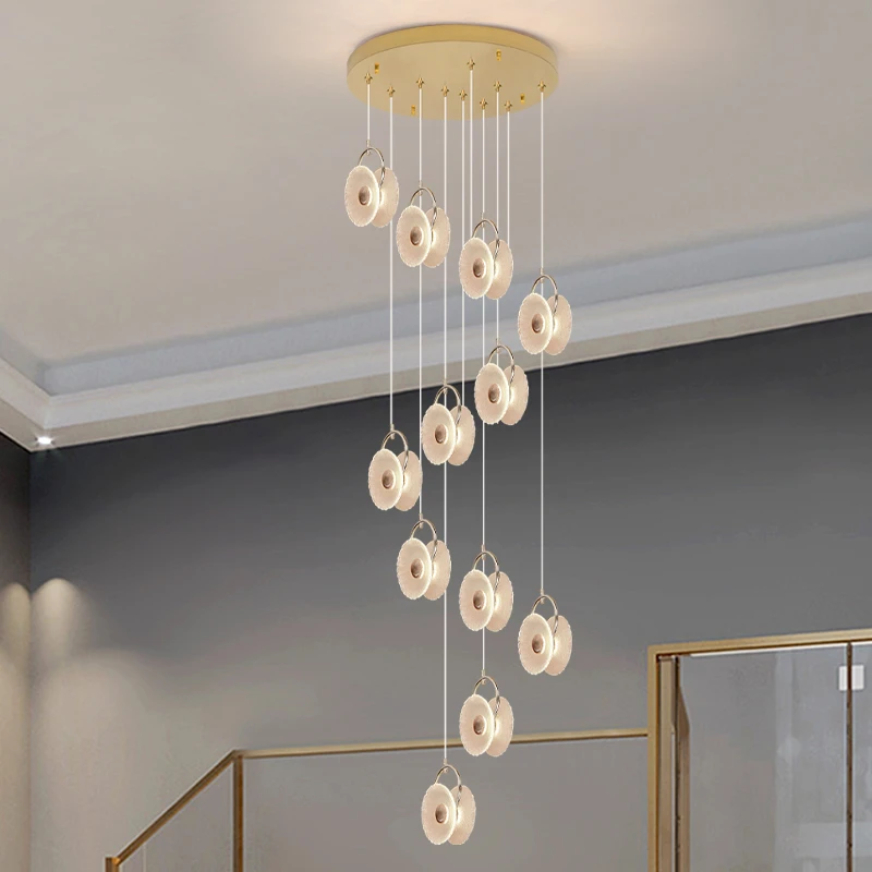 楼梯吊灯loft复式楼公寓长线吊灯现代轻奢极简网红中空大厅长吊灯