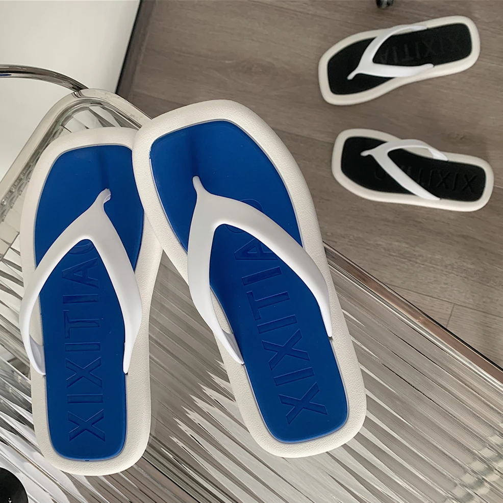 新款外穿踩屎感舒适夹脚人字拖男女士夏季时尚防滑软底拼色凉拖鞋