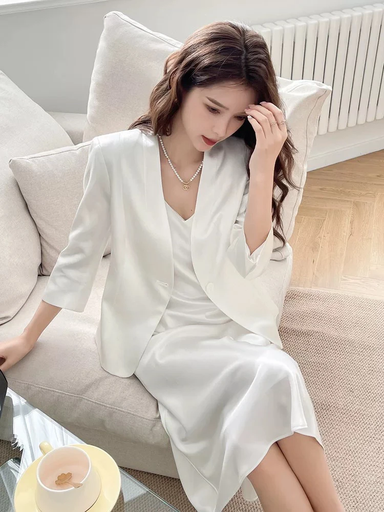 【邹邹专属】（西装）南油醋酸七分袖气质收腰西装网红时尚休闲百搭