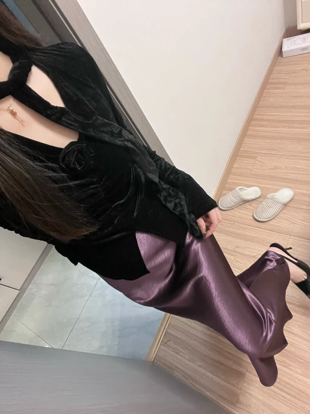 【唐公子】（半裙）南油高货醋酸A字半裙.斜裁.包边包条.垂感用料足