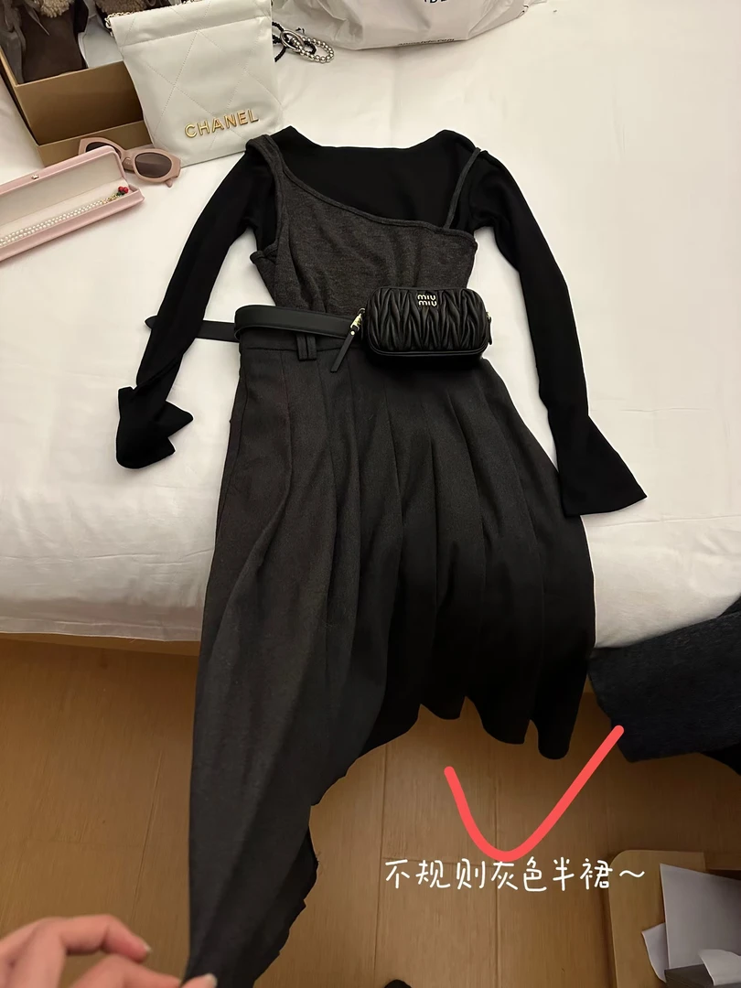 Buyfunny宝藏店铺~高腰百褶休闲气质半裙