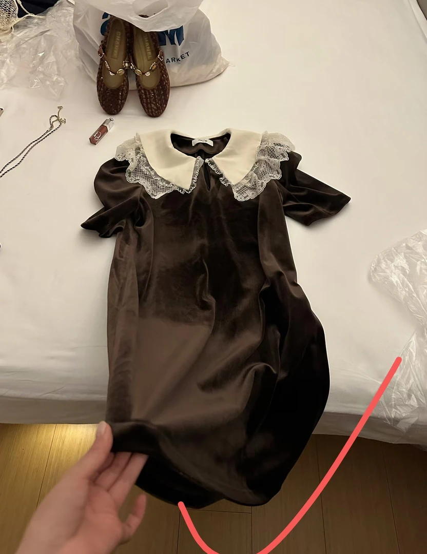 Buyfunny宝藏店铺~甜美荷叶边泡泡袖连衣裙