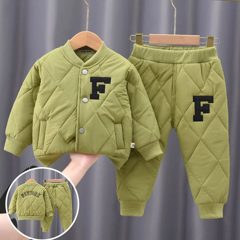 衣酷儿童棉衣裤两件套冬季男童夹棉加厚宝宝家居轻薄棉服小童套装