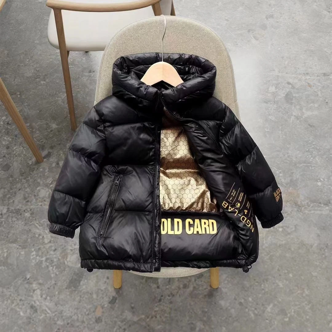 衣酷儿童黑金羽绒服男童女童中大童秋冬保暖加厚短款外套韩版童装