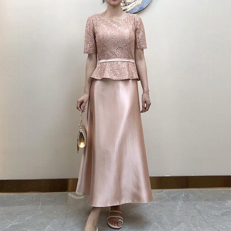 喜婆婆喜妈妈婚宴装年轻款时尚款香槟色婚宴礼服夏季缎面高级感