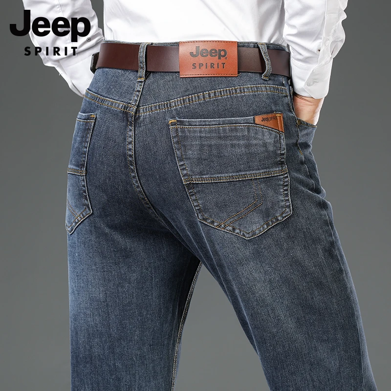 JEEPSPIRIT高端男士牛仔裤春秋季宽松休闲商务大码直筒中年裤子