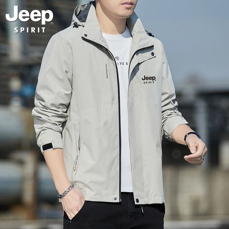 JEEPSPIRIT男士夹克春夏季宽松休闲新款潮流运动连帽外套男装上衣