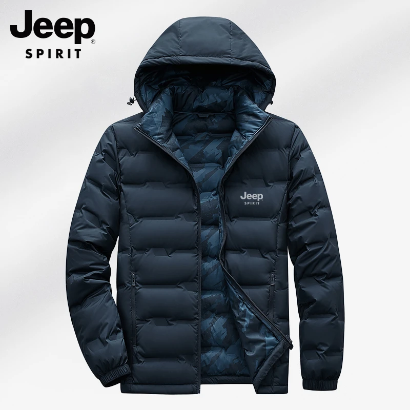 JEEP SPIRIT羽绒服男款冬季加厚保暖鸭绒男装外套连帽防风上衣潮
