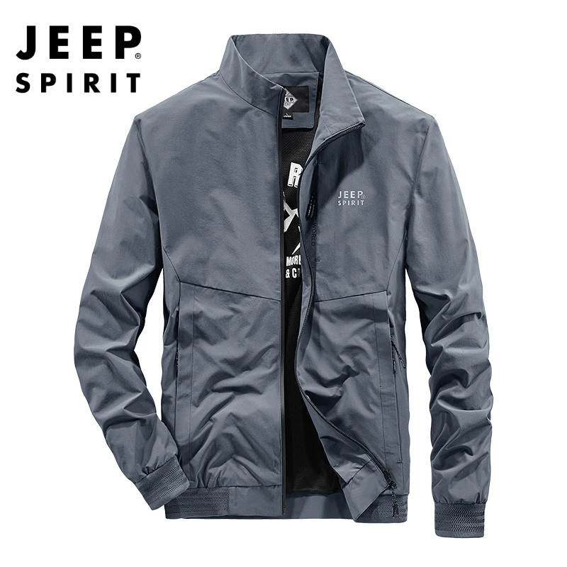 JEEPSPIRIT春季新款男士立领夹克春秋休闲男装外套简约百搭上衣服