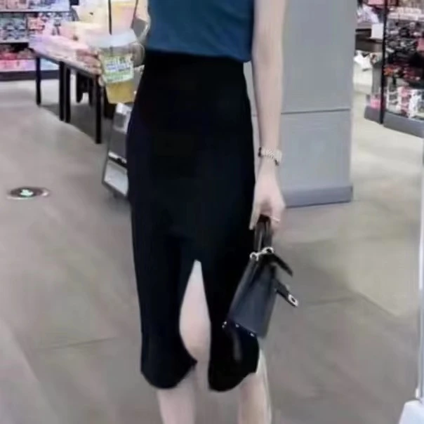 2024夏季高级感独特侧开叉西装半身裙