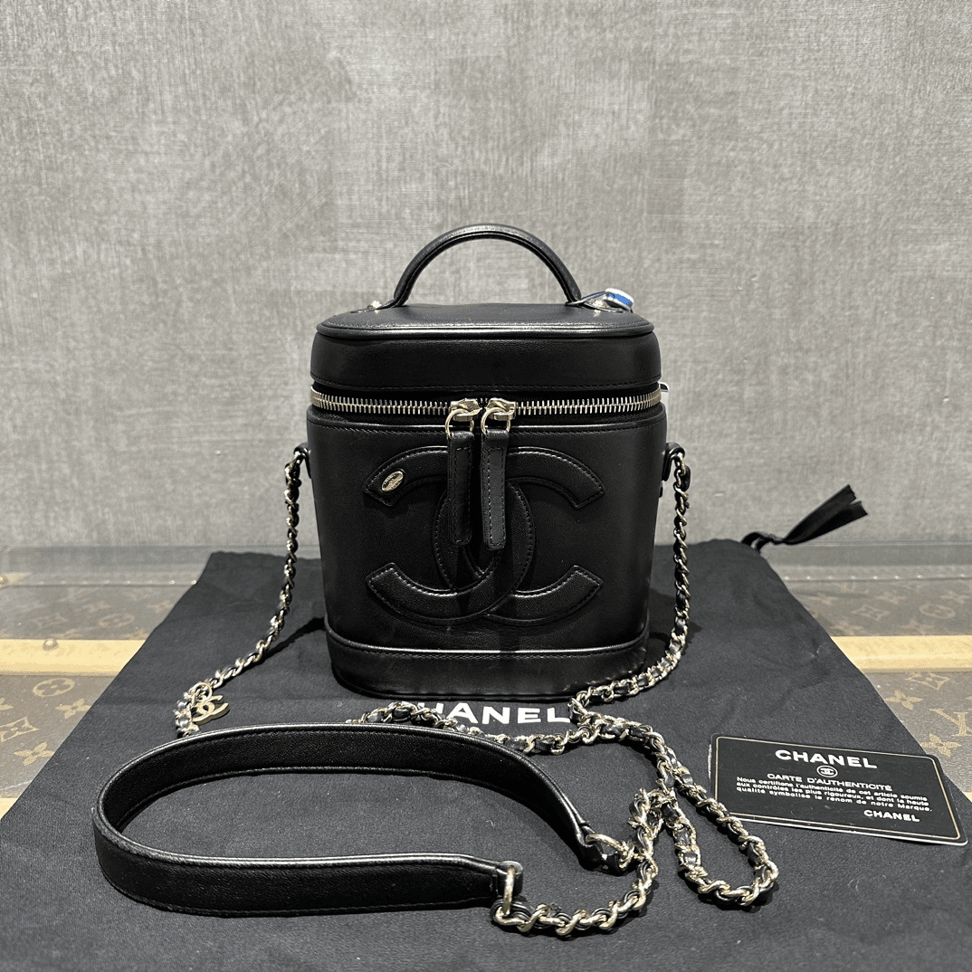 95新 Chanel/香奈儿 黑金双C单肩斜挎化妆包 08088