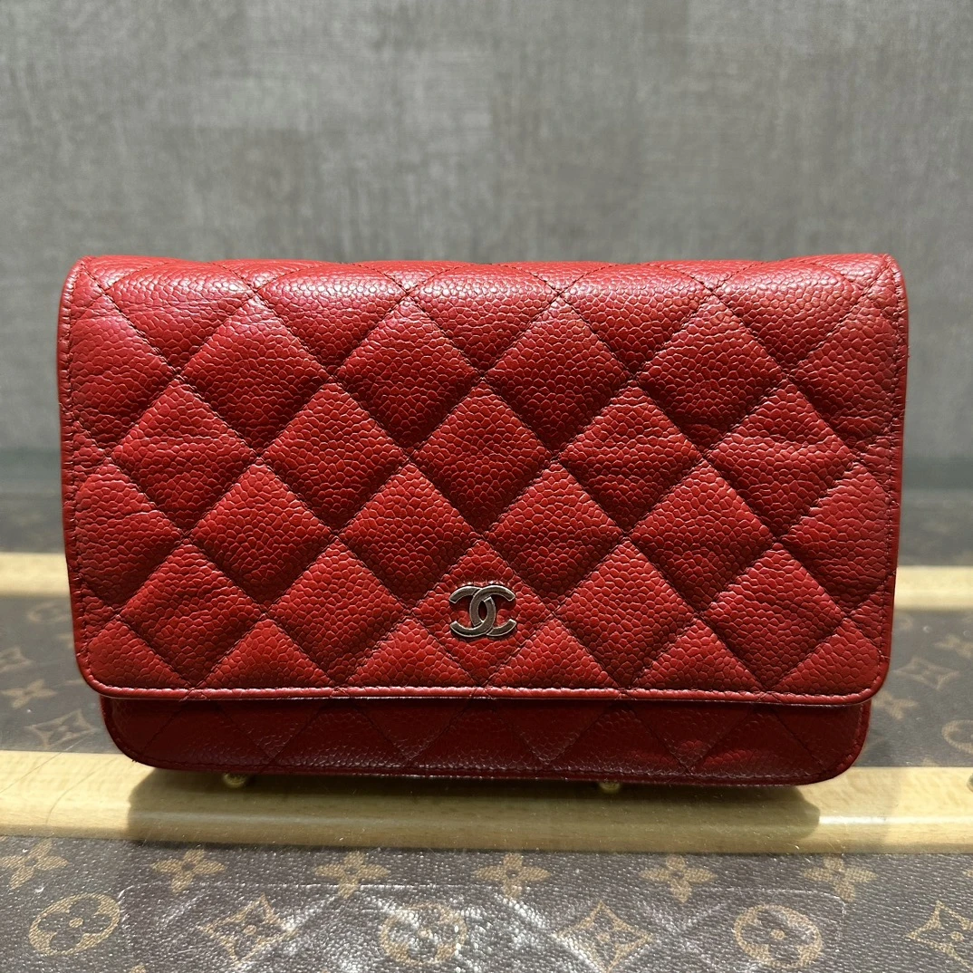 95新 Chanel/香奈儿 荔枝纹牛皮woc链条包 26433