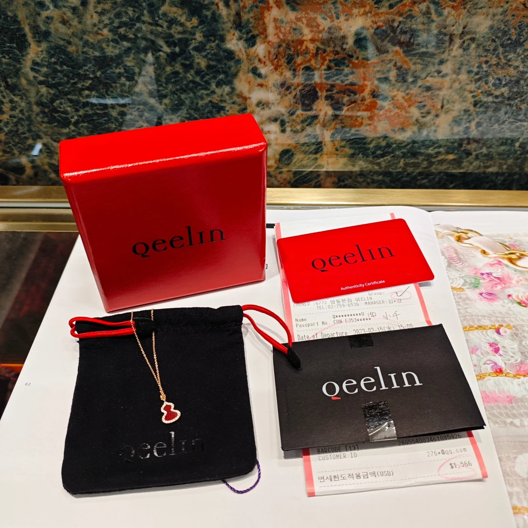 95新 Qeelin 麒麟wulu系列麒麟红葫芦18K玫瑰金满钻项链 11268