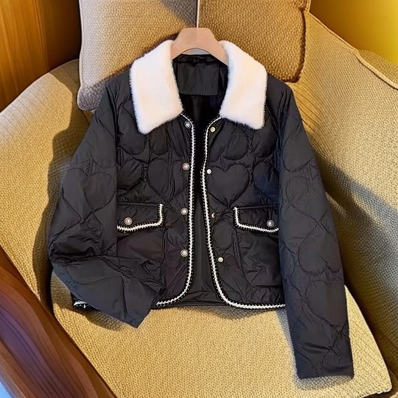 短款香风棉服冬季轻薄2024新款秋冬翻领时尚小个子棉衣外套小香风