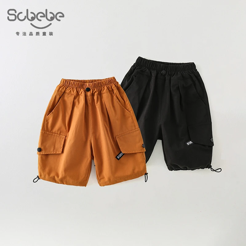 SCBEBE韩版儿童短裤夏季2024新款百搭休闲工装纯色休闲短裤