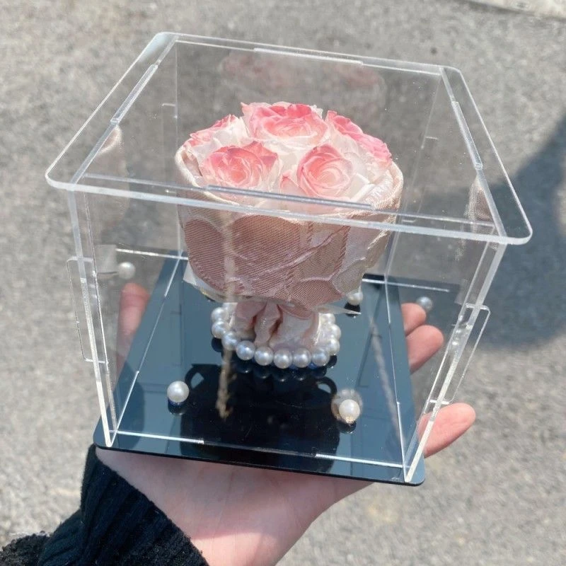 亚克力礼盒永生花玫瑰花束情侣生日母亲节情人节毕业礼物装饰摆件