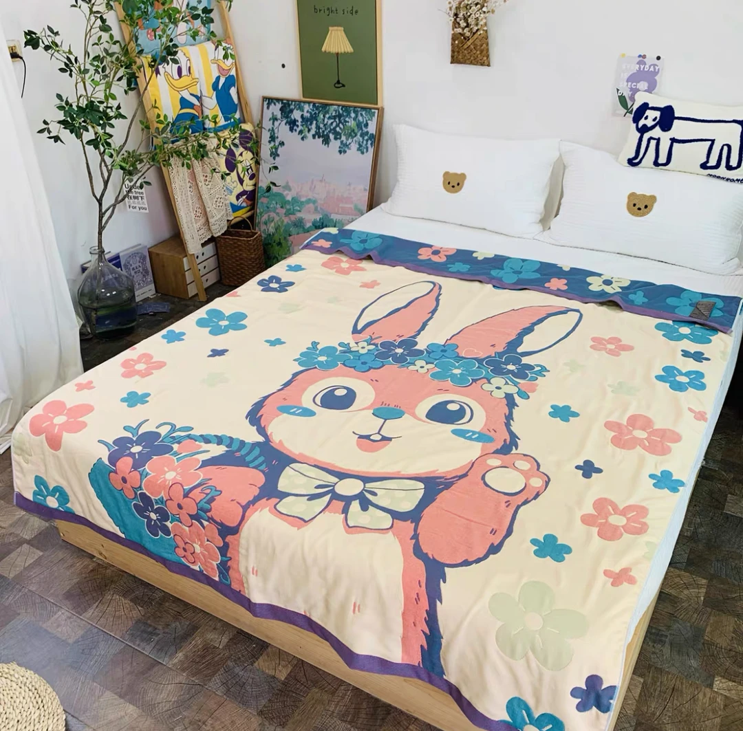 【平价入冬】棉纱面包被盖毯150x200cm-星黛兔