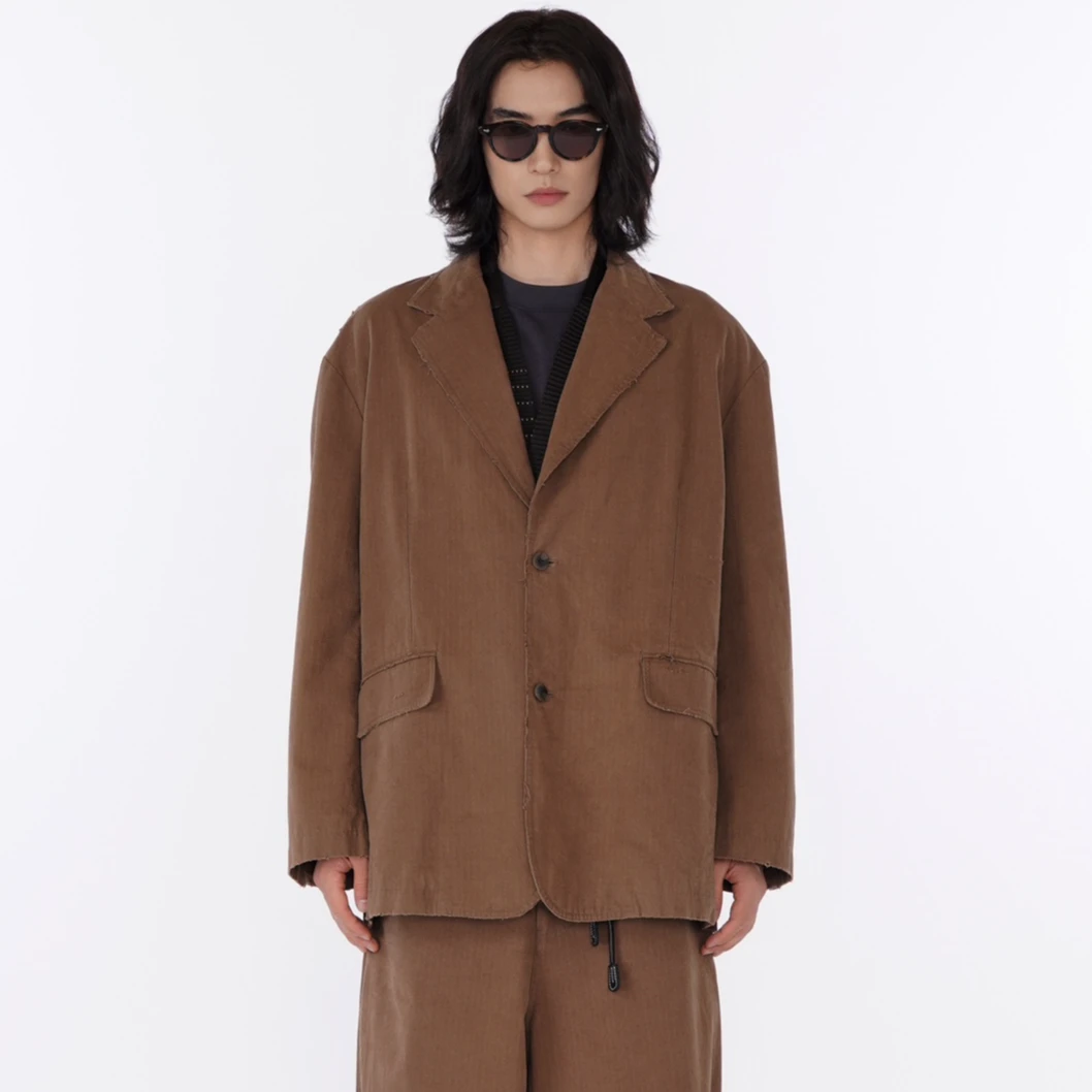 破坏风做旧高级时尚西装外套棕色   6557咖色