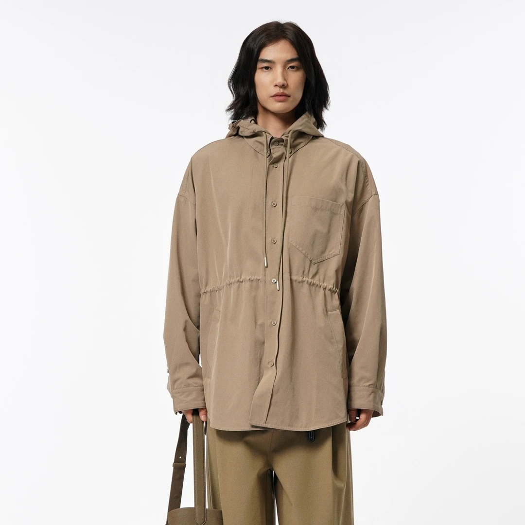 Joe with lol 法式猎装 休闲宽松可拆卸帽子外套   7514