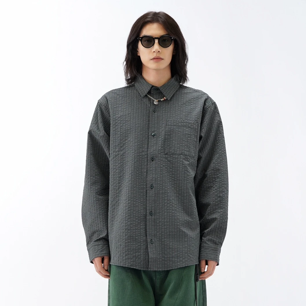宽松 轻薄设计慵懒休闲经典格子衬衫 8300