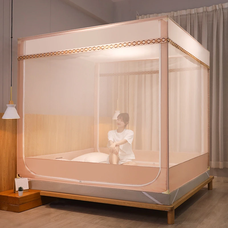2023新款U形全底坐床拉链双开门家用卧室简约时尚网红防摔蚊帐
