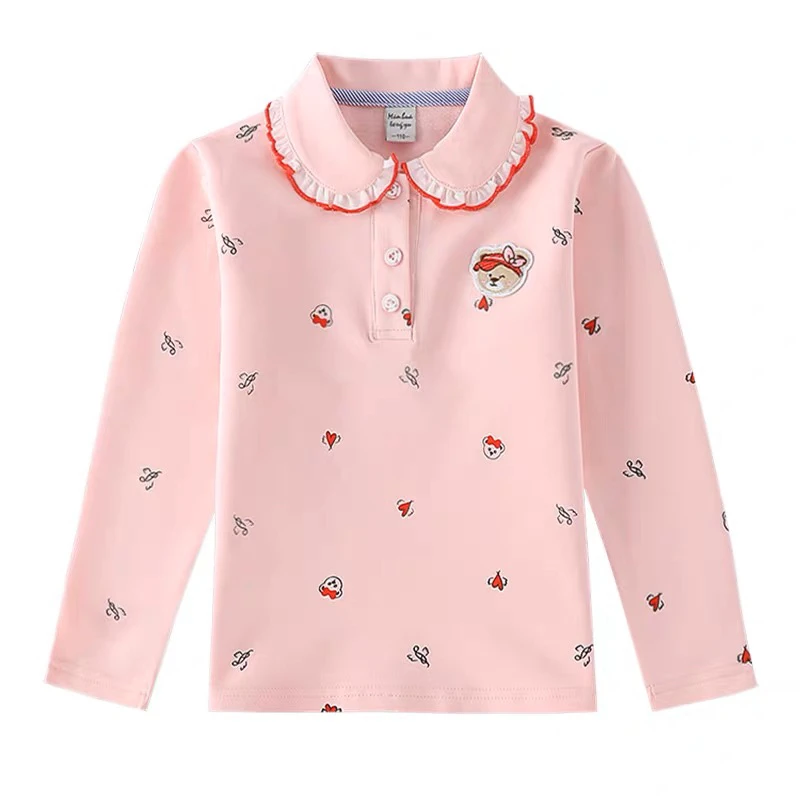 打底衫女童长袖T恤春秋女宝娃娃衫儿童洋气翻领上衣女孩秋季童装
