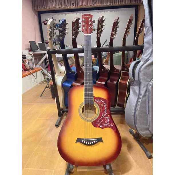 实拍38寸亮光日落色民谣吉他初学者推荐工厂直销送全套配件和教学