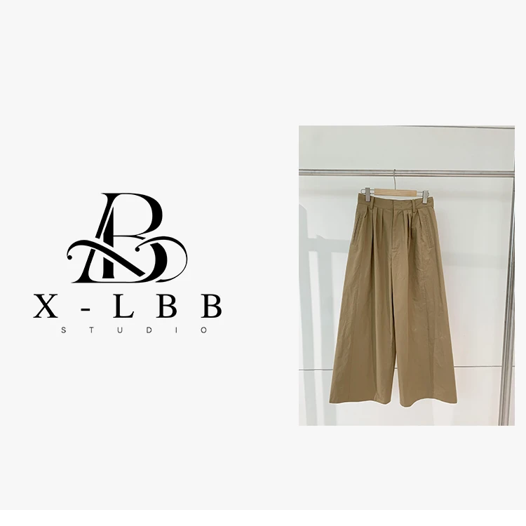 N0985  捏褶阔腿纯棉工装裤