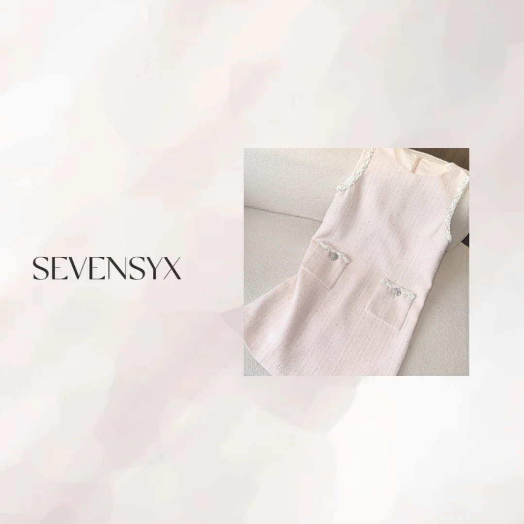 【冰淇淋粉】SEVENSYX 夏季 定制小香风连衣裙 显白 透气 柔软 舒适