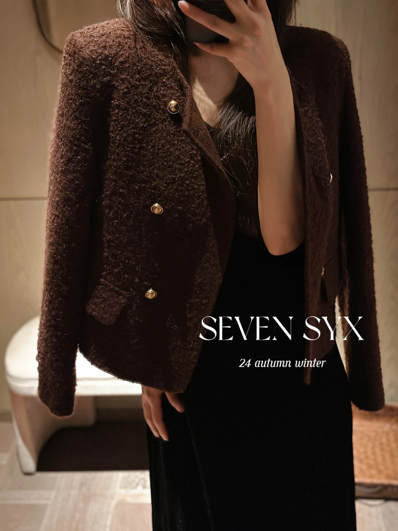 【苏力baby】棕色羊驼毛大衣 经典双排扣 双面尼大衣保暖柔软不扎身