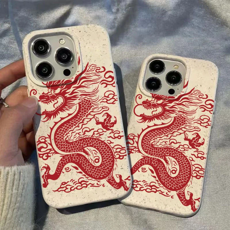 龙线红色苹果iPhone11小麦壳适用15手机壳14promax全包13高级121