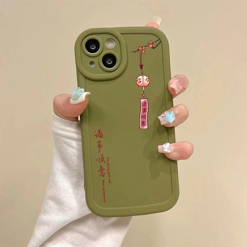 238红色平安喜乐苹果iPhone11实色奶油适用15手机壳14promax全包