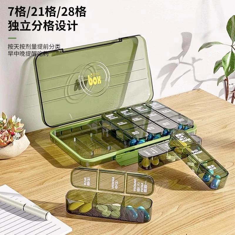 便携式药盒大容量防尘分装收纳盒随身携带药盒早午晚首饰存放盒子