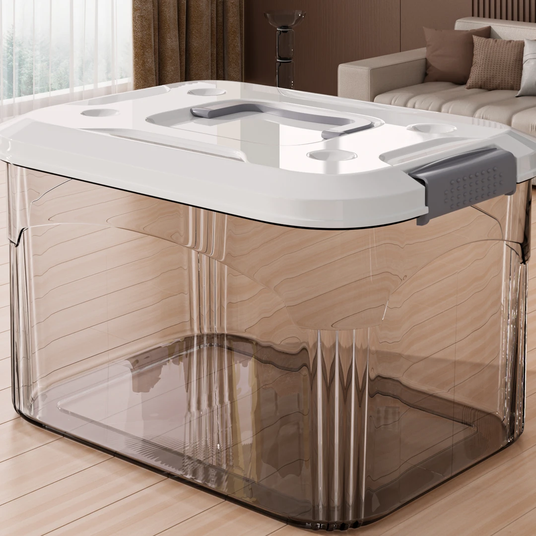 手提透明收纳箱衣服玩具储物箱整理箱家用车用工具杂物塑料收纳盒