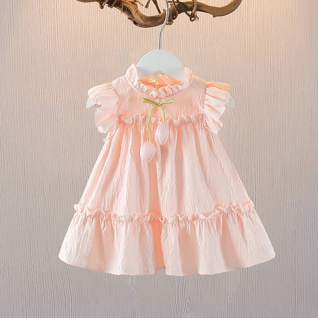 女童背心裙儿童0-3岁夏季小飞袖纯棉公主裙1女孩无袖韩版裙子薄款