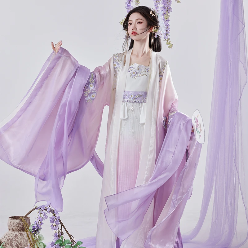 金玉锦原创【金樱子】唐制汉服改良汉元素紫色重工刺绣仙气诃子裙
